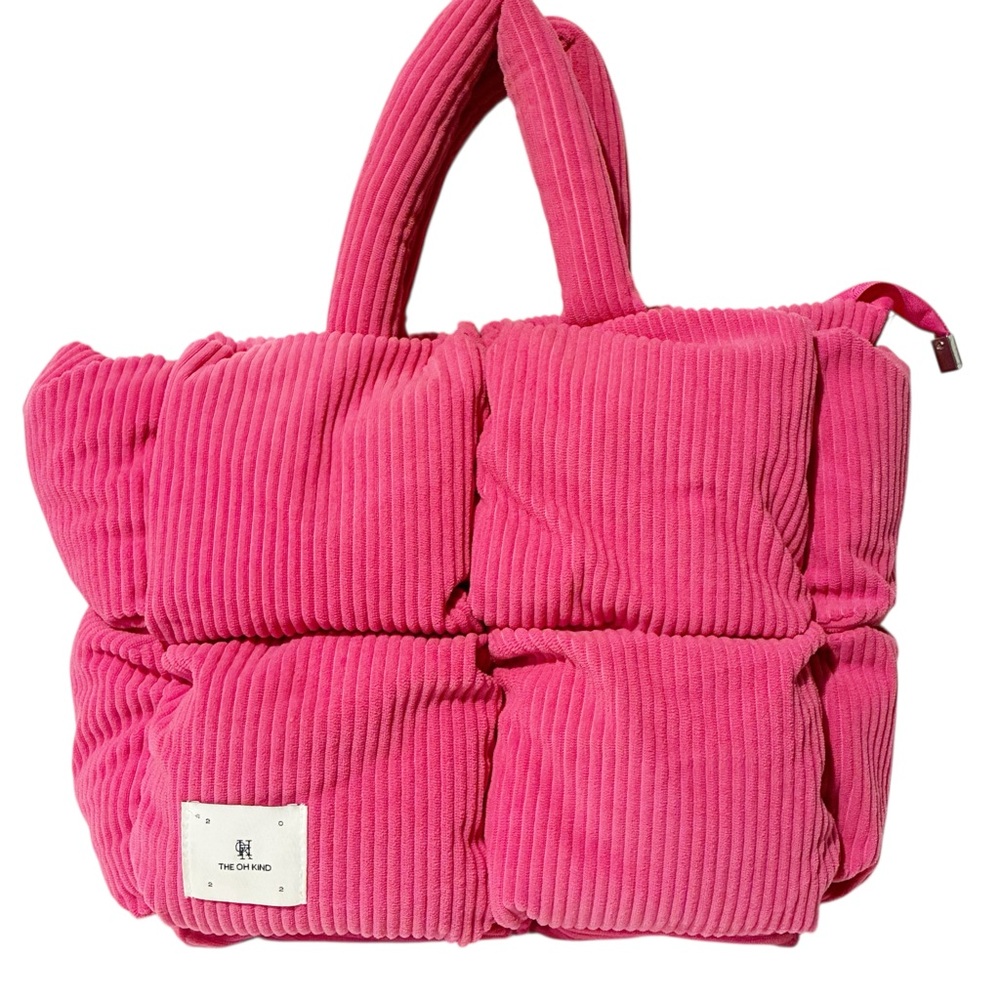 Oh Kind Pink Puff Bag Ribbed Tote Small Bag